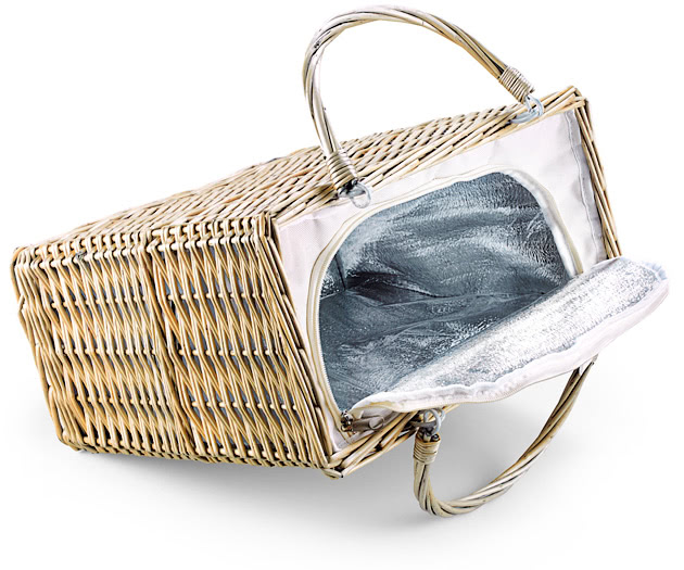 Empty Picnic Hamper Basket, Long-Handled Cool Bag (16